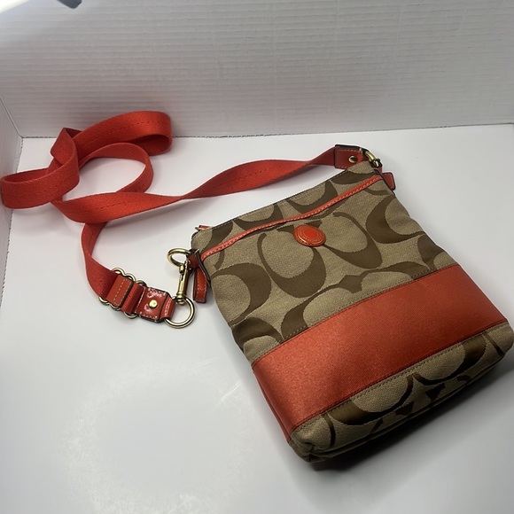 Coach Monogram Side Bag Orange - Picture 2 of 9